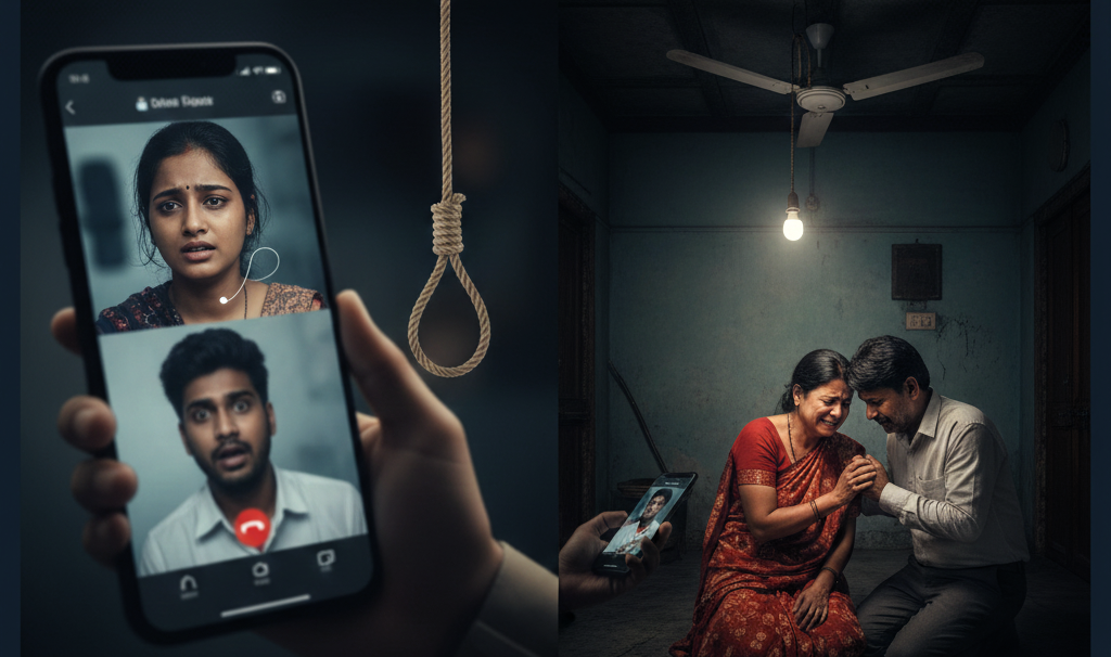 जांजगीर में प्रेमी के साथ वीडियो कॉल के दौरान 12वीं की छात्रा की आत्महत्या को दर्शाती एक सांकेतिक तस्वीर।